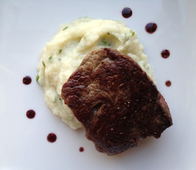 filet-mignon-with-red-wine-sauce-and-cauliflower-puree-with-parmesan-and-chives