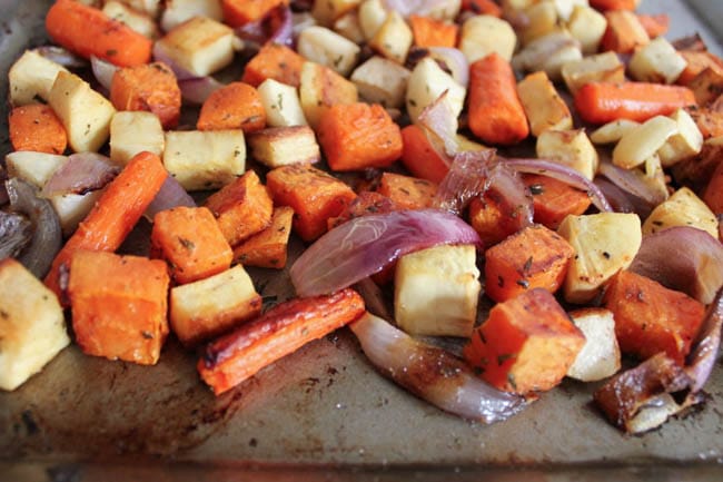 Roasted-Root-Vegetable-Salad-With-Herbed-Goat-Cheese-and-Arugula-Step-2