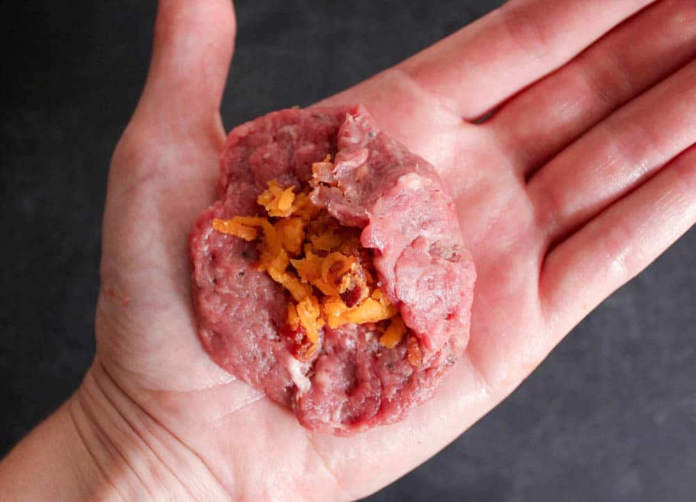 Bacon-and-smoked-cheddar-stuffed-cheeseburger-sliders-with-jalapeno-relish-step-7