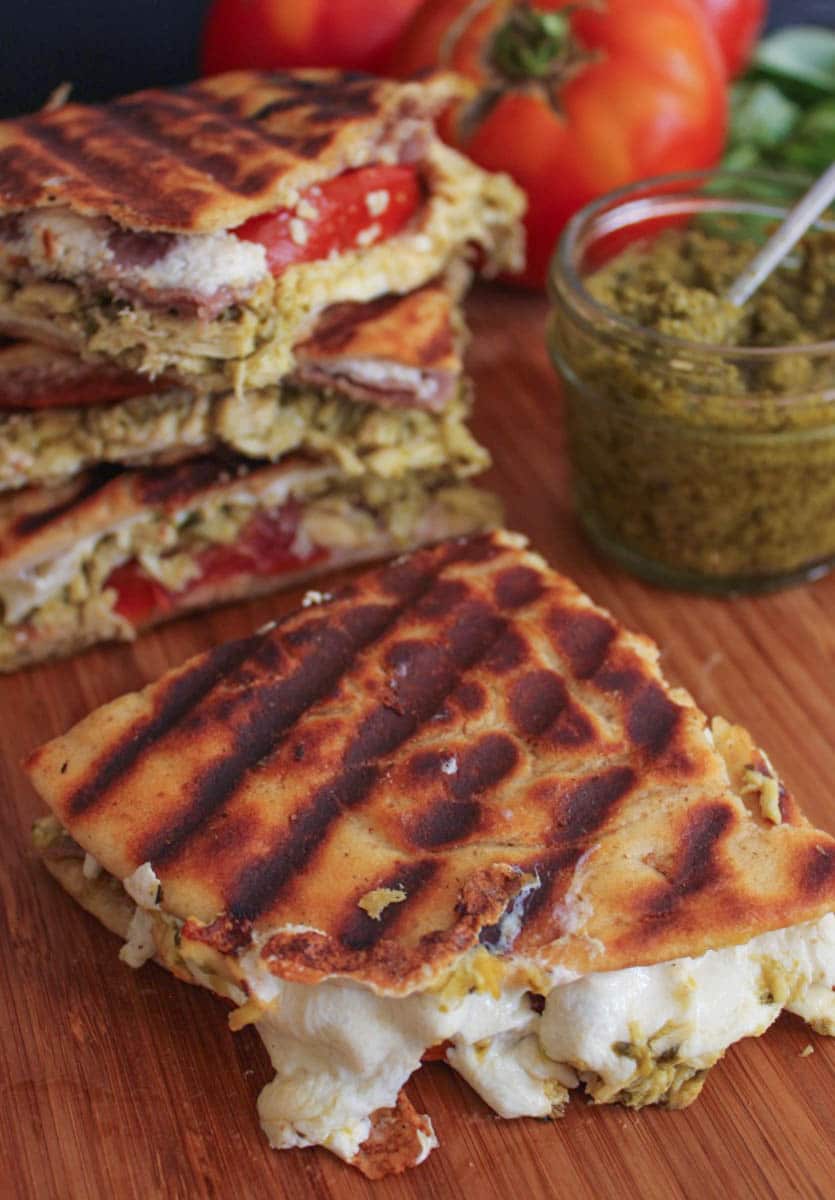 Pesto-Chicken-Flatbread-Panini-with-Prosciutto-Tomatoes-Mozzarella-10