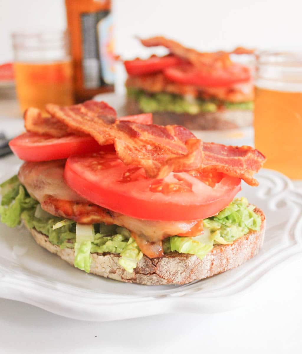 Open-Face-Barbecue-Chicken-Club-Sandwich-with-Guacamole-and-Provolone-9
