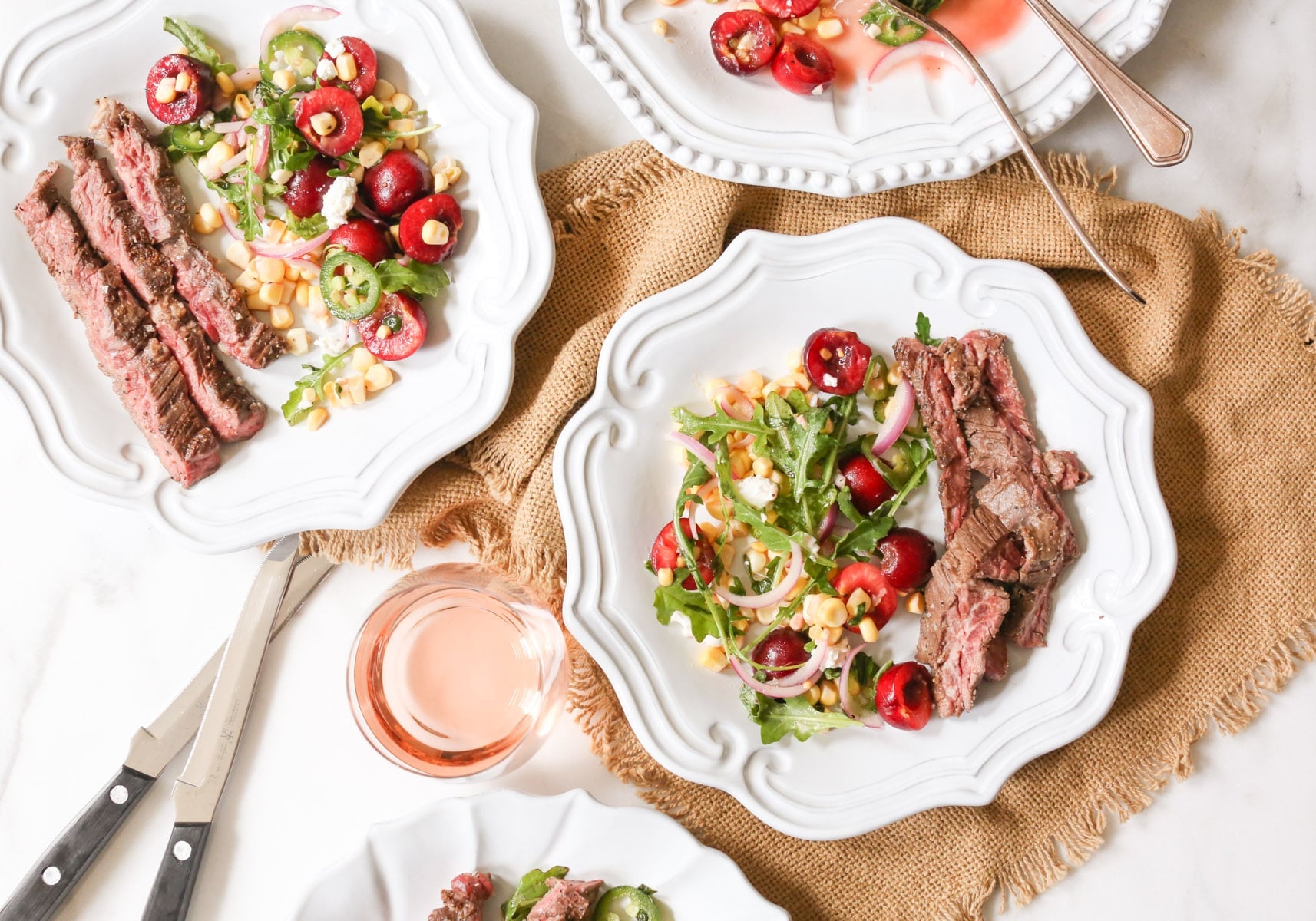 Marinated-Skirt-Steak-with-Corn-and-Sweet-Cherry-Salad-7