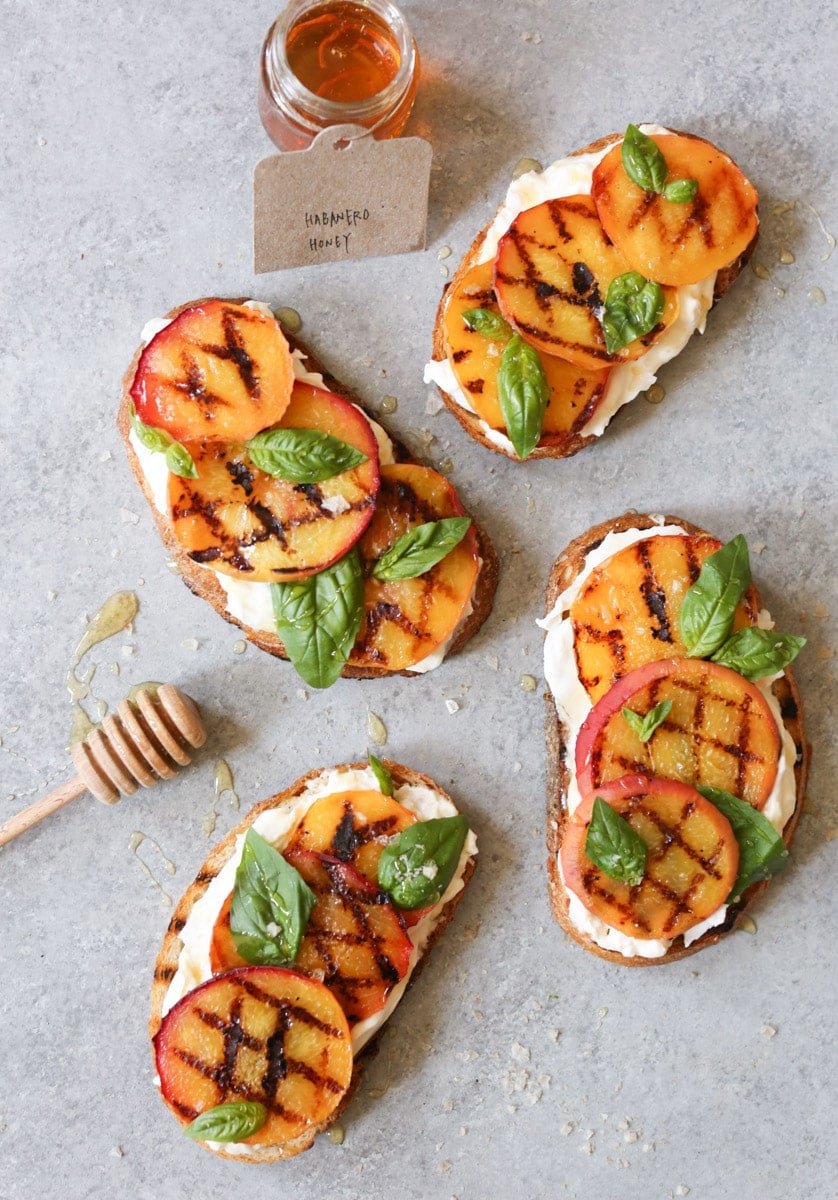 Grilled-Peach-Tartines-with-Burrata-Basil-Honey-3