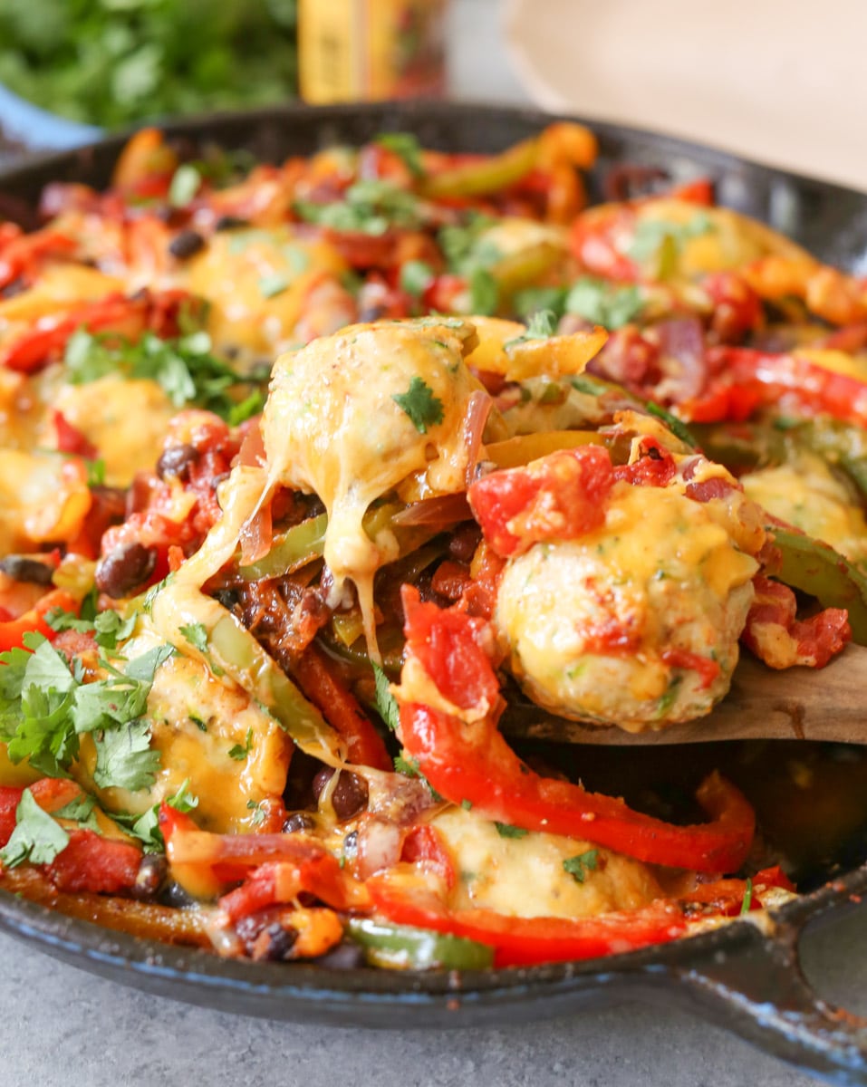 Gluten-Free-Chicken-Meatball-Fajita-Skillet-3