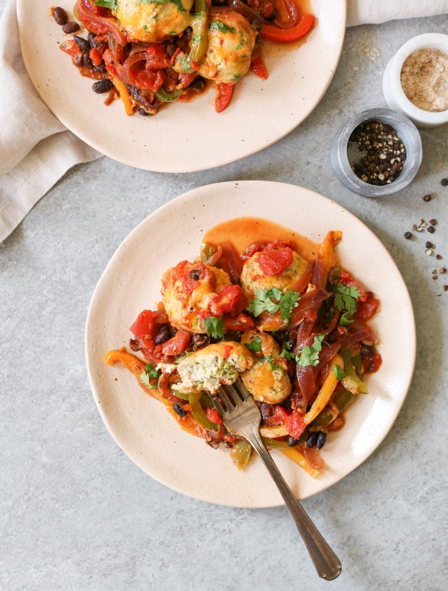 Gluten-Free-Chicken-Meatball-Fajita-Skillet-5