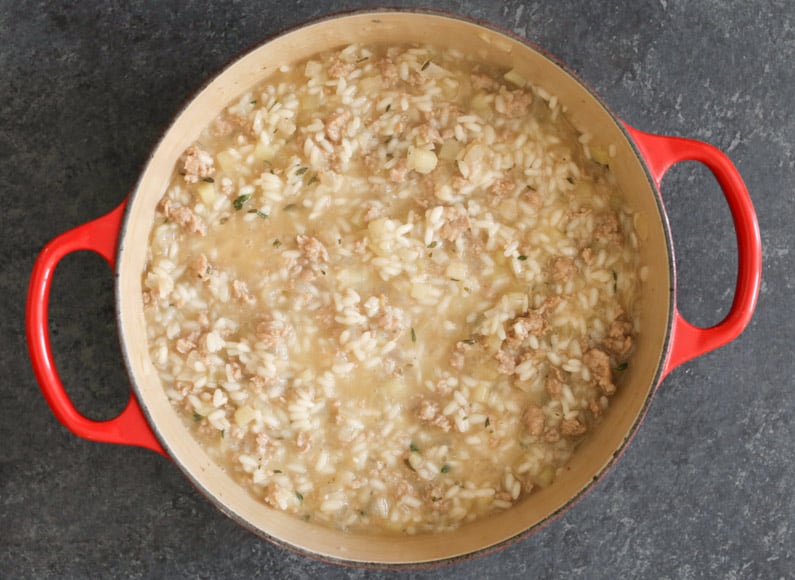 sausage-and-apple-risotto-with-goat-cheese-step-3