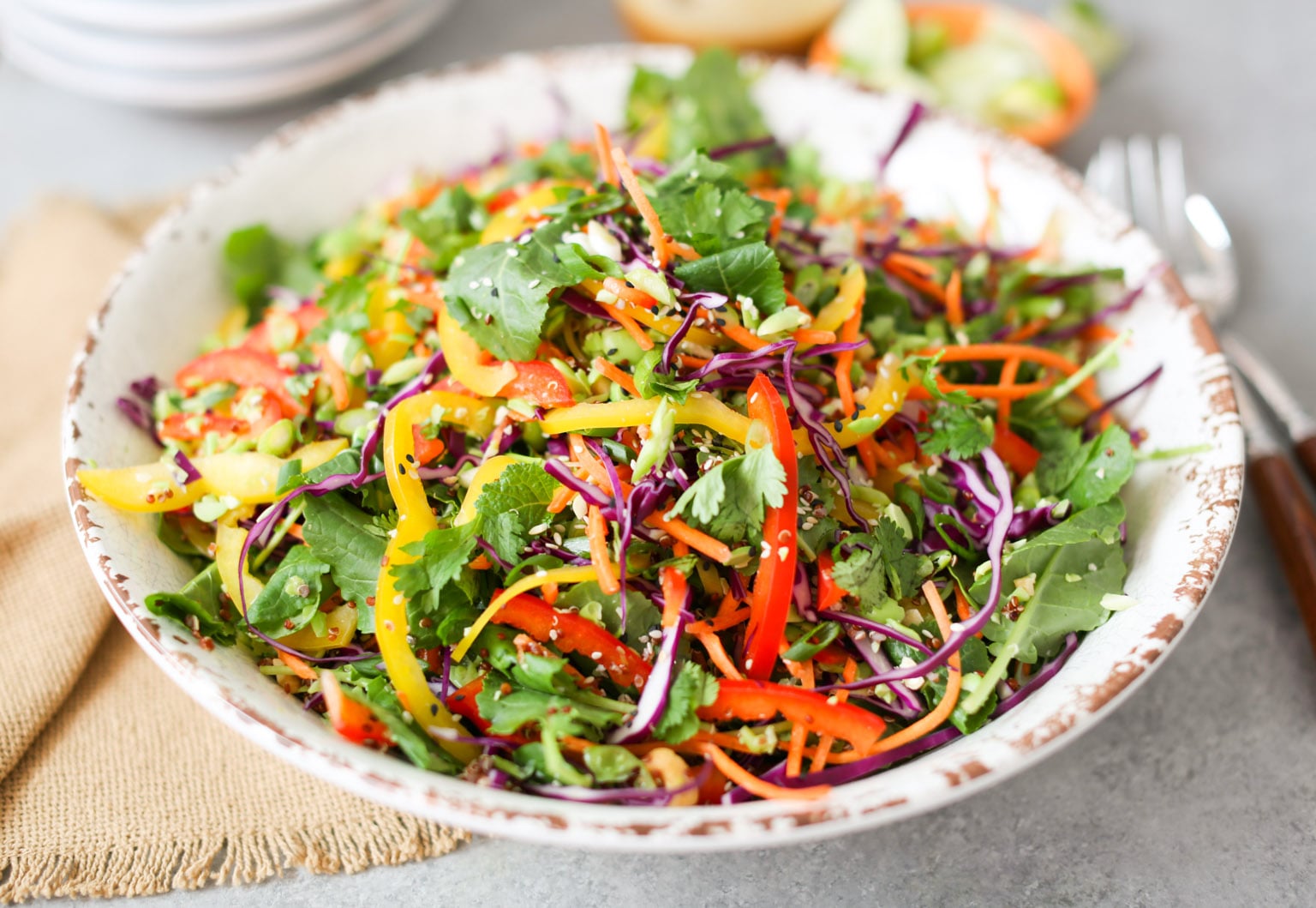 Thai Cashew Chopped Salad with Sesame-Garlic Dressing