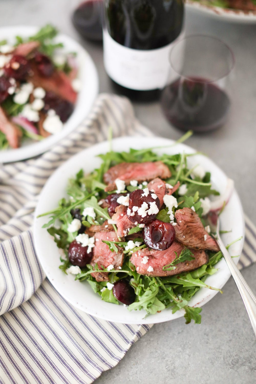 Grilled Steak and Arugula Salad with Balsamic Cherries