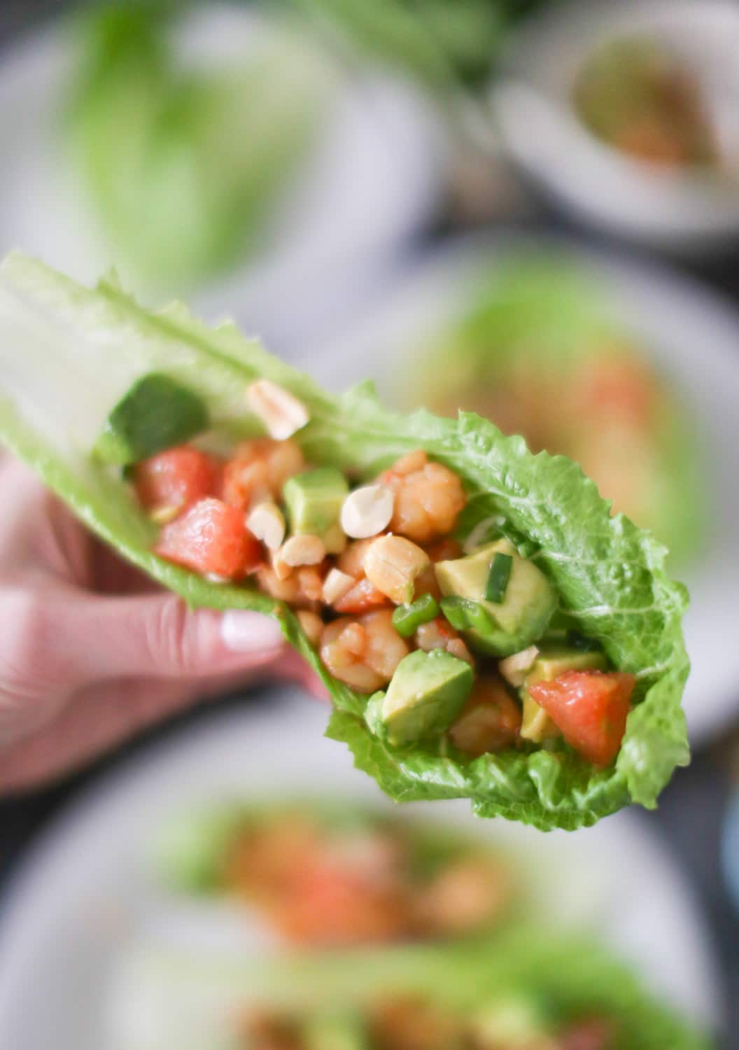 Stir-Fried Shrimp Lettuce Wraps with Grapefruit and Avocado