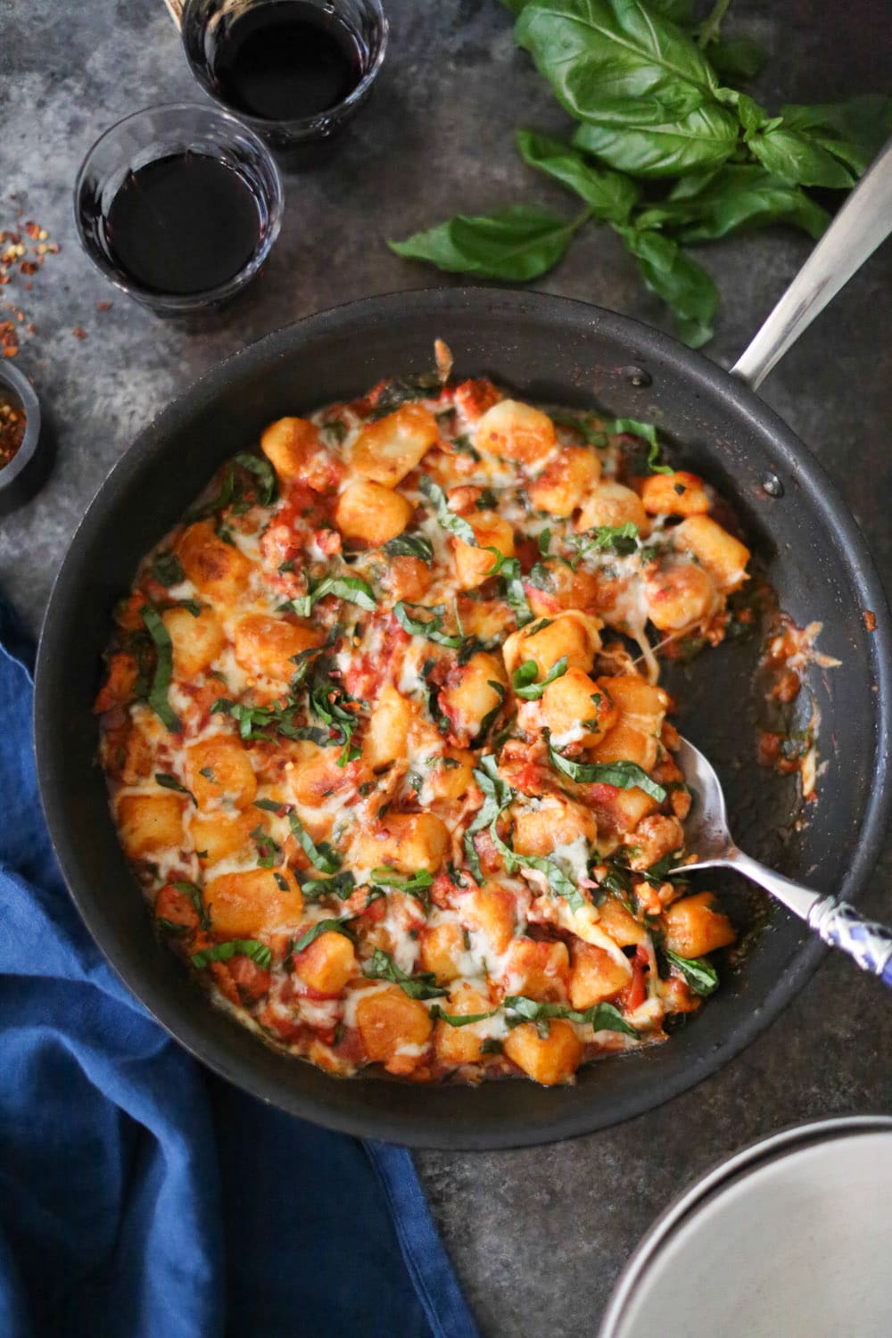 Skillet Cauliflower Gnocchi with Sausage and Spinach 
